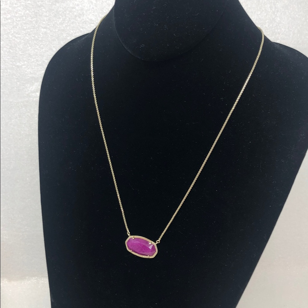 Kendra Scott Necklace Gold Delaney in Purple Jade Bolero Adjustable Chain - Picture 4 of 14